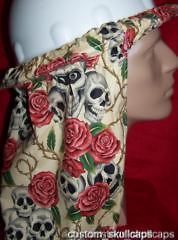Gothic Cream Skulls & Roses Hard Hat Neck Shade   Custom Made in the