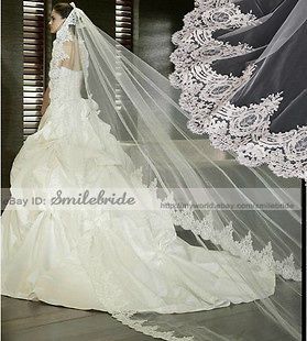  dimensio nal lace Ivory / White Mantila Long Bridal Accessories Veil
