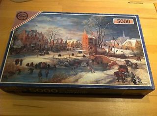 5000 PIECES JIGSAW PUZZLE FALCON / VILLAGE IN WINTER   FRANS DE MOMPER