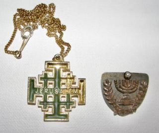 pendant brooch Jewish symbol chandlestick vintage