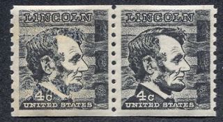 US 1303 Mint NH VF 4 Cent Lincoln Coil Pair
