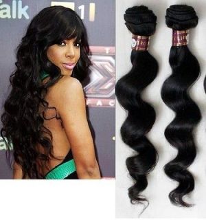 100% Brazilian Virgin Hair Extensions 2 BUNDLES 16 and 18 loose wave