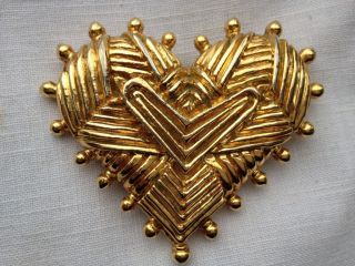 Vintage Signed CHRISTIAN LACROIX Heart PIN BROOCH, France