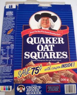 1992 Quaker Oats Squares Canada Cereal Box vvv36