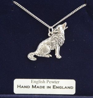 Wolf Lovers Necklace in Fine English Pewter, Hand Made, Gift Boxed