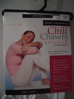 NWT Cuddl Duds Chill Chasers Stretch White Long John Sizes S, M, L
