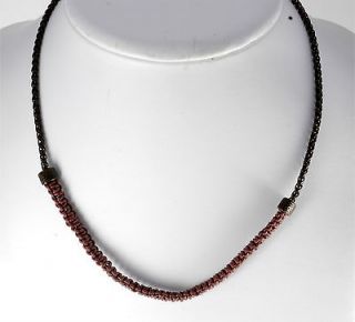 SWANK DESIGNER DARK CHAIN AND BROWN LEATHER CHAIN MENS NECKLACE NWOT