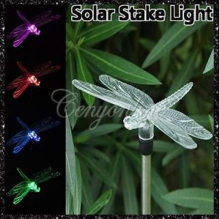 Garden Yard Xmas Decor Solar Powdered Dragonfly 7 Color Changing LED