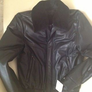 Brioni leather jacket coat removable Mink Collar and Vest Brand New