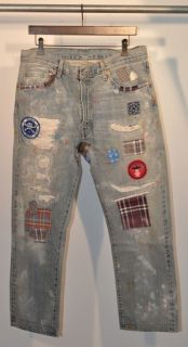 Vintage Clothing 1967 505 Jeans Customised Patches Selvedge Big E