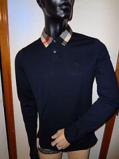 Burberry Brit mens long sleeved check collar soft cotton polo shirt