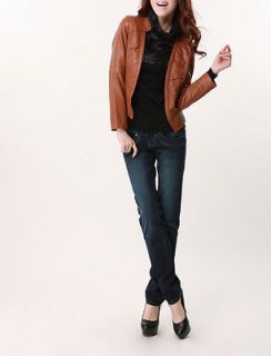 Cool Europe Design Detail Women Leather Short Jacket Lady OL Casual