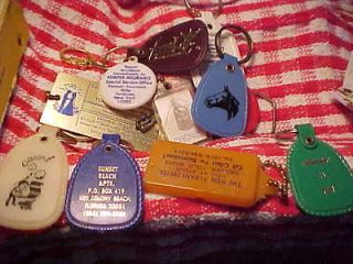 VINTAGE GROUP OF ADVERTISING KEYCHAIN RINGS FROM BARS HOTEL STABLE