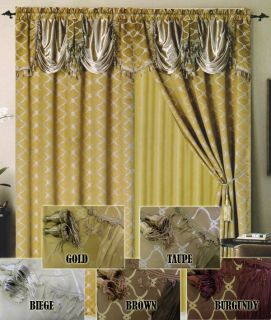 Elegant Curtain / Drape Set + Valance + Backing + Tie Backs 5 Colors