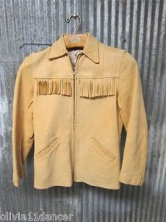 vtg 50s leather buckskin jacket western fringe hippie rendezvous