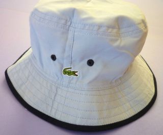 NWT LACOSTE MENS BUCKET HAT REVERSIBLE SOURCE BLUE/MARINE SIZE T1/S