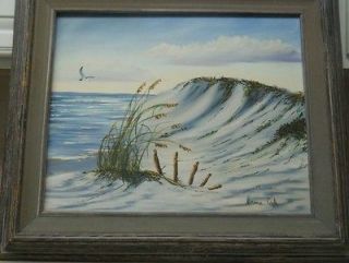 Norma Lott Cagle Oil Painting beach sea 1970s Listed Texas Artist
