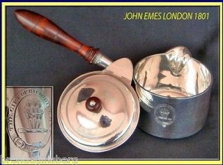 English Sterling Silver Brandy Warmer London 1801 Crest (3807