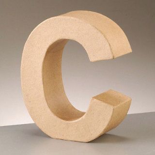 Cardboard Letter C 3D Paper Mache Craft Free Standing Brown Buff
