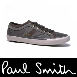 Paul Smith mens Dark Gray Leather Suede Fabric sneakers shoes Size US