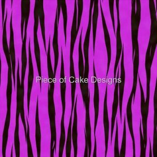 Black & Purple Zebra Stripes ~ Edible Image Icing Cake, CupcakeTopper