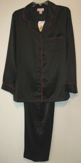 Womens Satin Pajamas Sleepwear by Cabernet Size XS M L XL Black Red