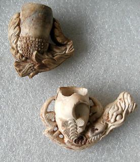 BRITISH CLAY PIPES BRANCH AROUND A ACORN BOWL CLAW AROUND A BOWL