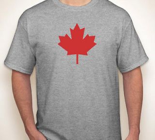 CANADA MAPLE LEAF Canadian flag made in/born team gray jersey/T shirt
