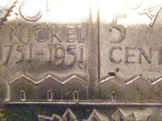 CANADIAN 1951 5 CENT COMMEMORATIVE SMALL HALF MOON VARIETY NICKEL