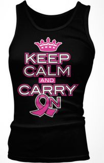 Keep Calm And Carry On Juniors Tank Top Breast Cancer Awareness Pink