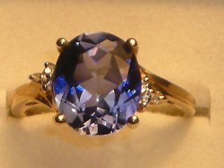 carat Purple Ceylon Blue Sapphire & Diamond Ring 3.3g Solid 10K Y Gold
