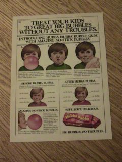 1979 HUBBA BUBBA ADVERTISEMENT CHEWING GUM AD BOY POP