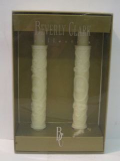 NEW Beverly Clark Ivory Carved Floral Taper Candles ~