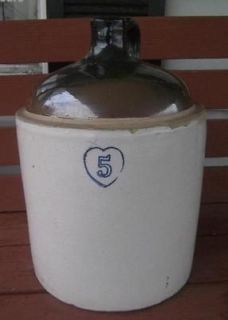 GALLON STONEWARE SIDE ARM WHISKEY CROCK TWO TONED COLOR HANDMADE JAR