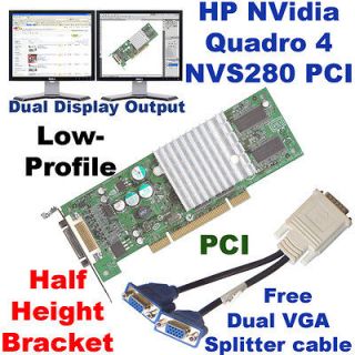 PCI Half Height/Lo w Profile Video Card+Dual VGA Y Splitter Cable