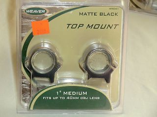 new WEAVER 1 Medium TOP MOUNT Scope Mount Rings 49041 matte black
