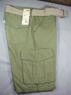Levis Mens Cargo Shorts Olive Green Below Waist Relaxed Fit Cotton NWT