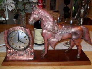 Vtg Mid Century Bradley Time Corp Electric Mantle Cowboy Clock