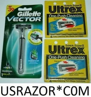 Super II Ultrex Refill GILLETTE Vector Razor ft Atra Blades cartridges