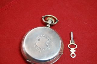 COIN SILVER HUNTING CASE FULLY JEWELED MOVEMENT KEY WIND & SET 1850S