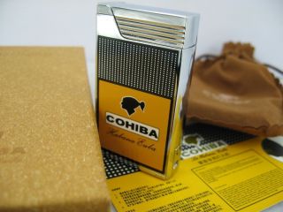 COHIBA Double Jet Torch Flame Cigar Lighter With Cigar Punch NIB LF5g