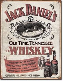 Tin Sign 12.5 x 16 JACK DANIELS OLD TIME TENNESSEE SIPPIN WHISKEY Tin