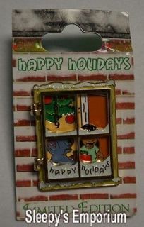 LILO STITCH HAPPY HOLIDAYS WINDOW HINGED 3D Disney LE Pin ON CARD