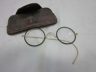 Vintage Bakelite Rimmed & GP Eyeglasses Frames w/ Leather Case 4.75