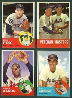 1963 Topps Lot of 52 Cards Averages EX MT Condition