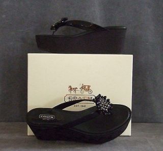 Coach Norice Patent Black wedge womens shoe $148 sandal 8785 A8785