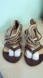 GLADIATOR SANDALS SIZE 6 BY AVON. CHAINS & BEADS/ NEW IN PACKAGE