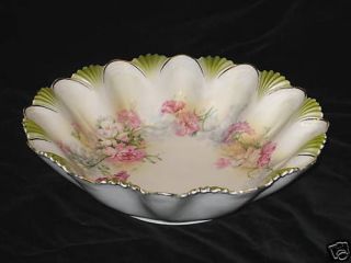 RS PRUSSIA   PINK & WHITE CARNATION FLOWERS LARGE BOWL