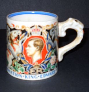 Royal Staffordshire pottery King Edward coronation mug by Dame Laura