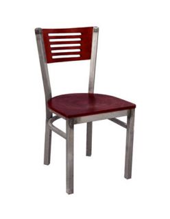 20 Clear Coat Metal Restaurant Chairs Mahogany Slat Back and Wood Seat
